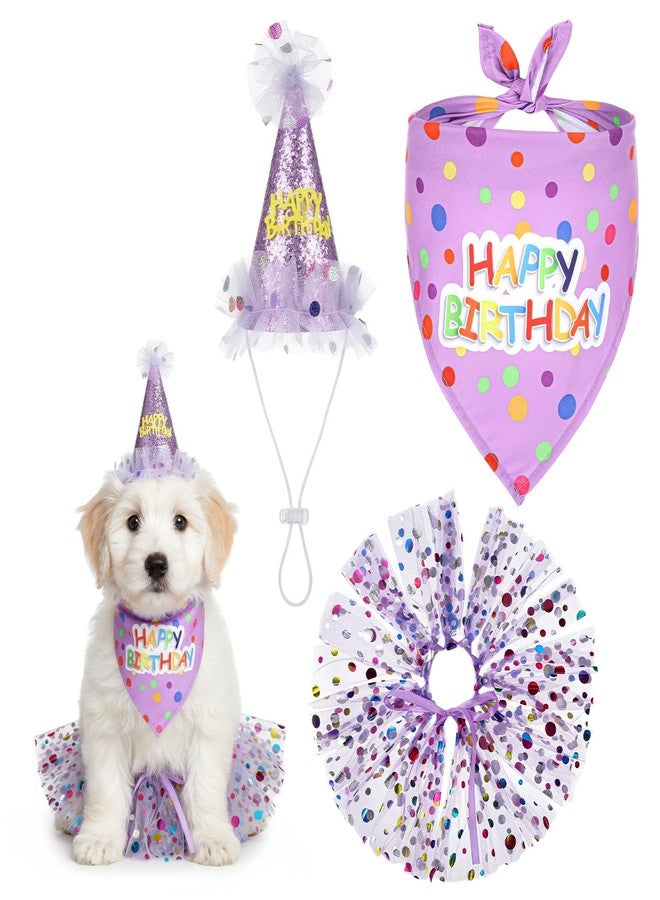 Yuanchu Dog Birthday Bandana with Hat and Dress Girl Set, Cute Puppy Birthday Party Supplies Adjustable Tutu Skirt Outfit, Party Supplies for Small Medium Dogs - Image 1